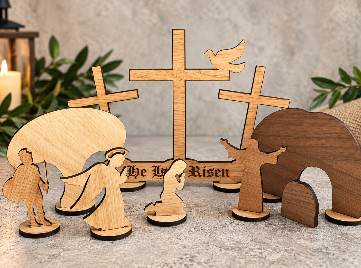 Wooden Easter Resurrection Scene – Handmade Christian Easter Decoration can be personalised