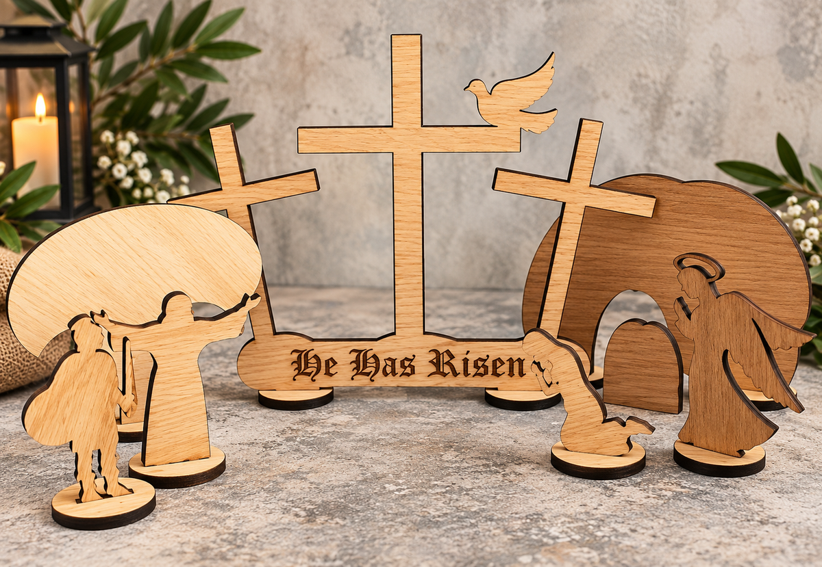 Wooden Easter Resurrection Scene – Handmade Christian Easter Decoration can be personalised