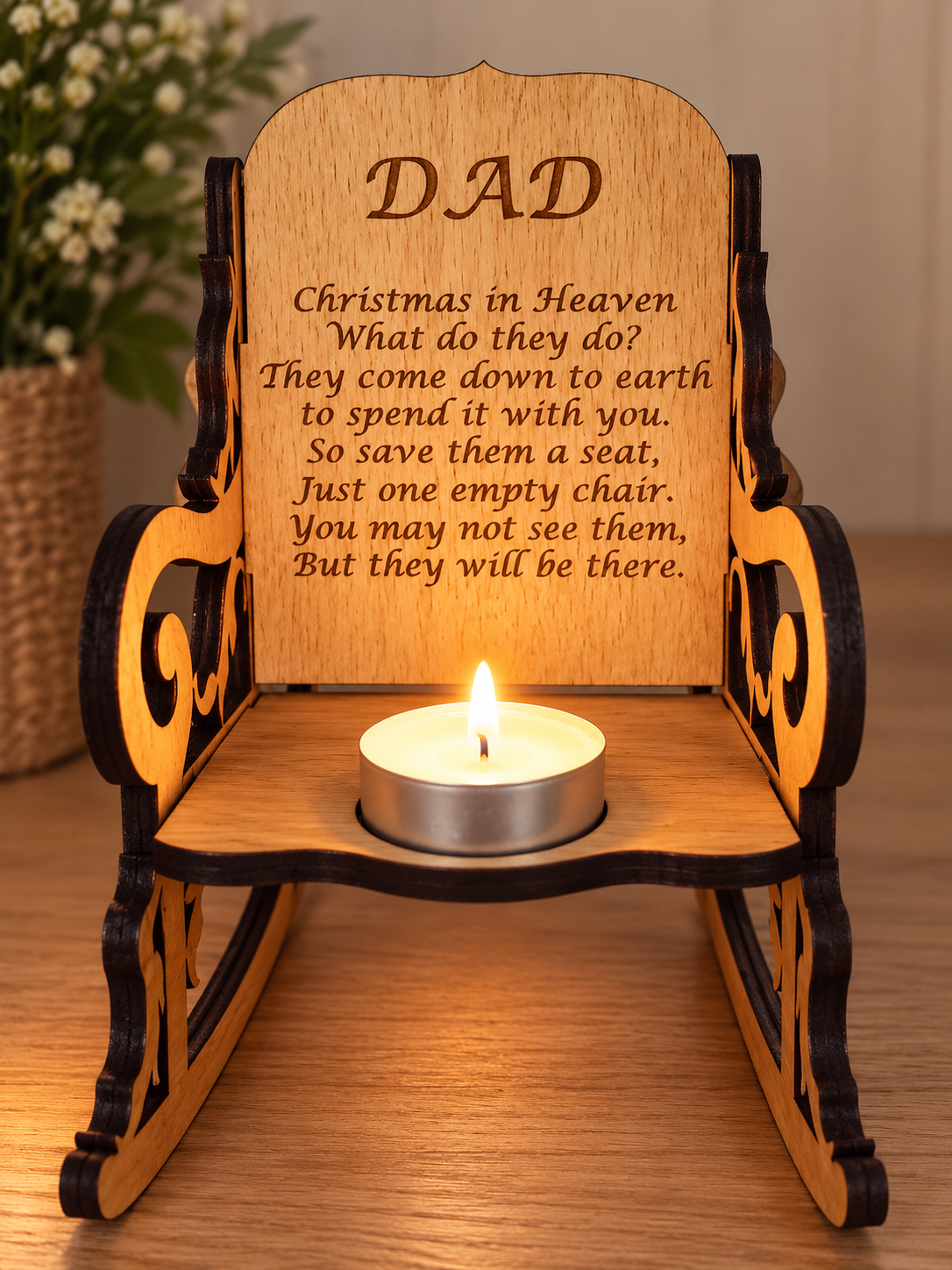 Personalised Memorial Rocking chair Tea light holder