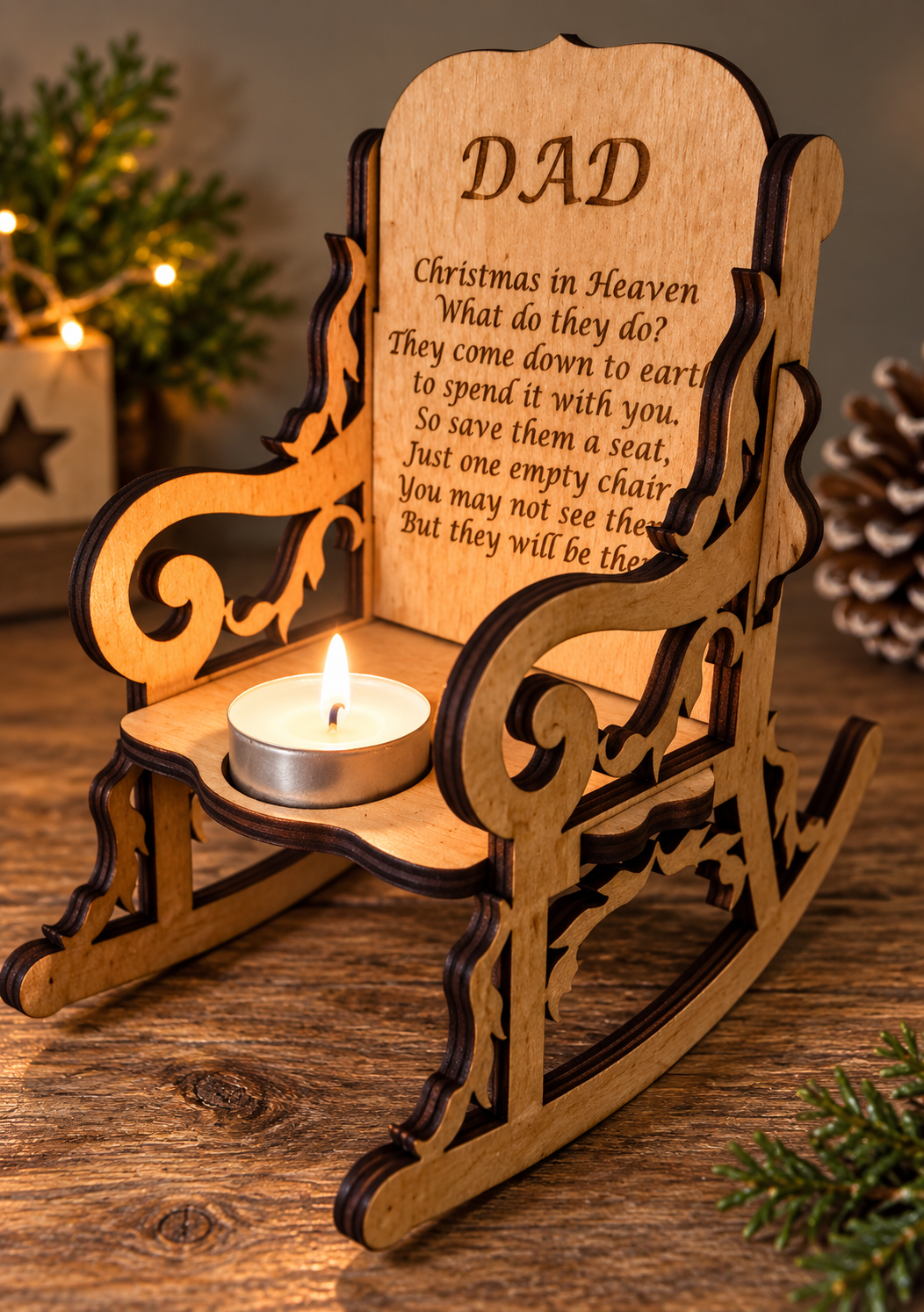 Personalised Memorial Rocking chair Tea light holder