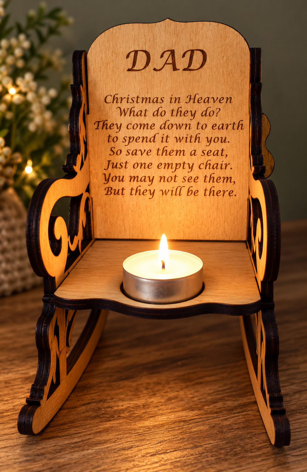 Personalised Memorial Rocking chair Tea light holder