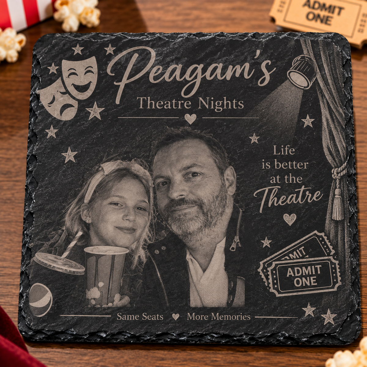 Personalised Photo Slate Coaster –Engraved Gift