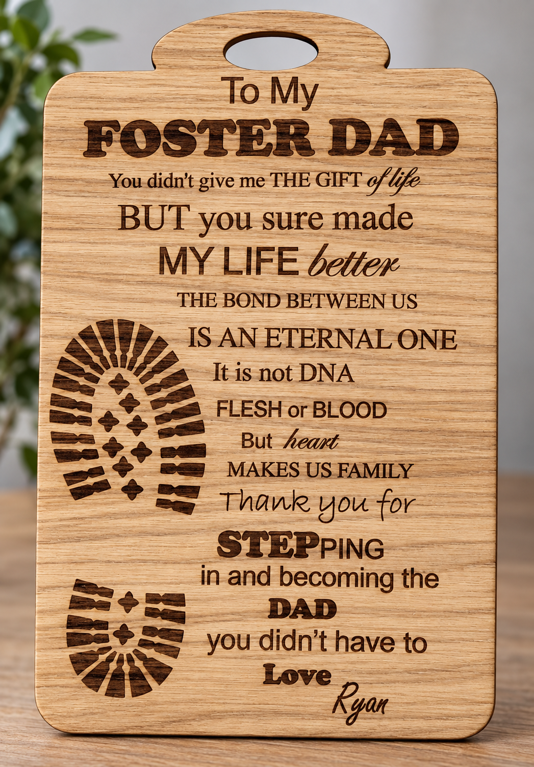 Personalised Stepped Up Dad Plaque or Personalised Foster Dad Plaque (includes fixings)