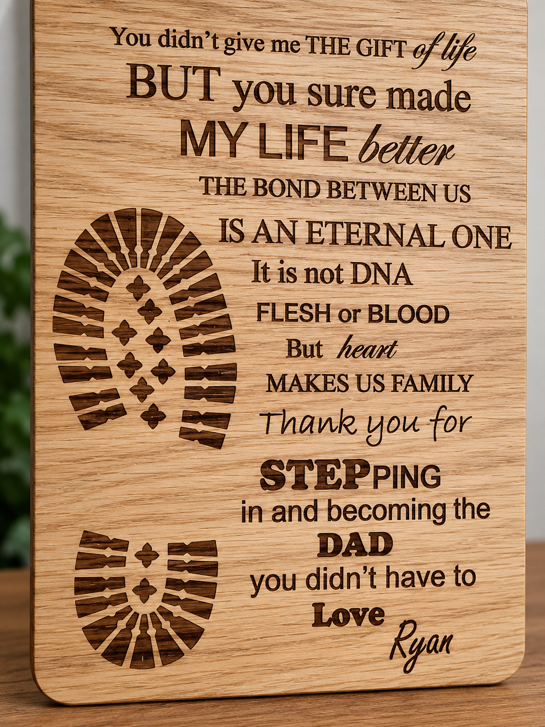 Personalised Stepped Up Dad Plaque or Personalised Foster Dad Plaque (includes fixings)