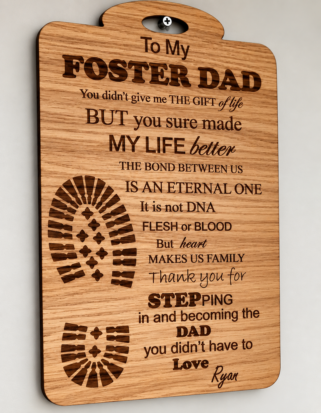 Personalised Stepped Up Dad Plaque or Personalised Foster Dad Plaque (includes fixings)