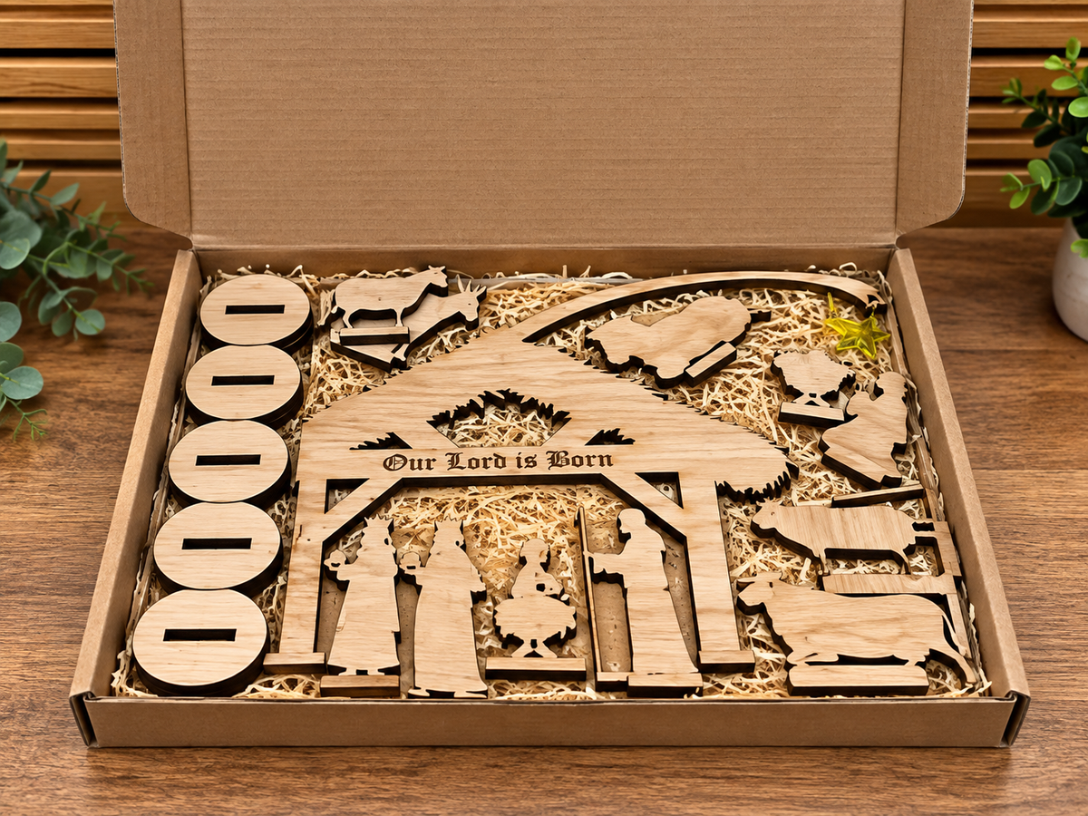Wooden Nativity Set that can be personalised