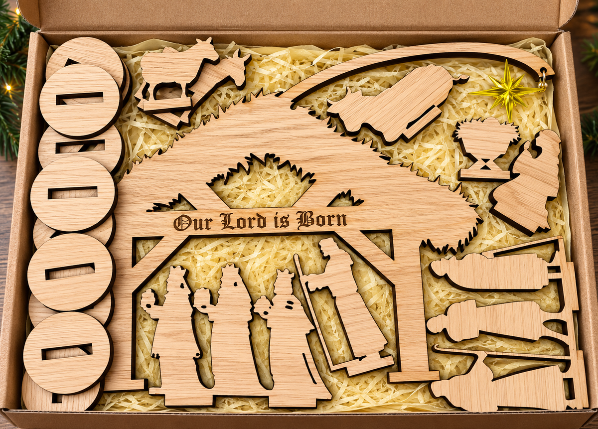 Wooden Nativity Set that can be personalised