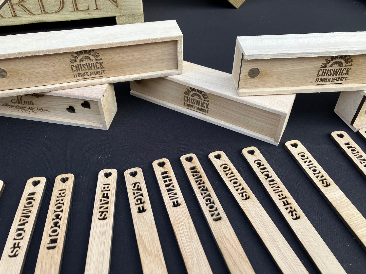 12 plant and vegetable labels with personalised box