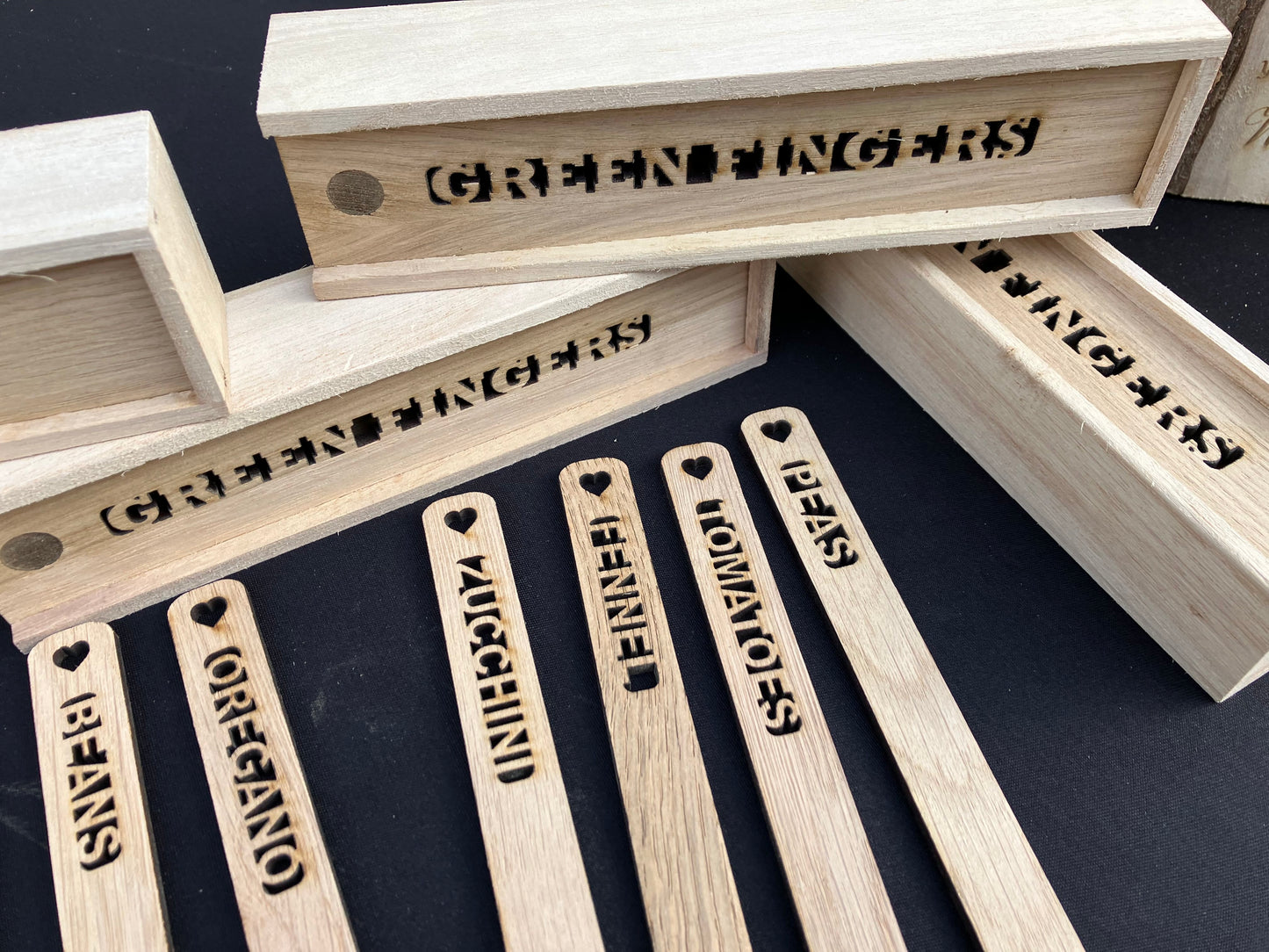 12 plant and vegetable labels with personalised box