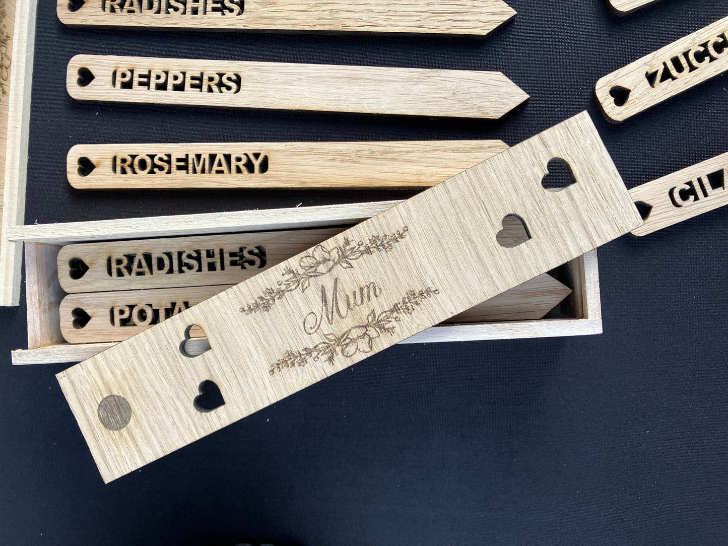 12 plant and vegetable labels with personalised box
