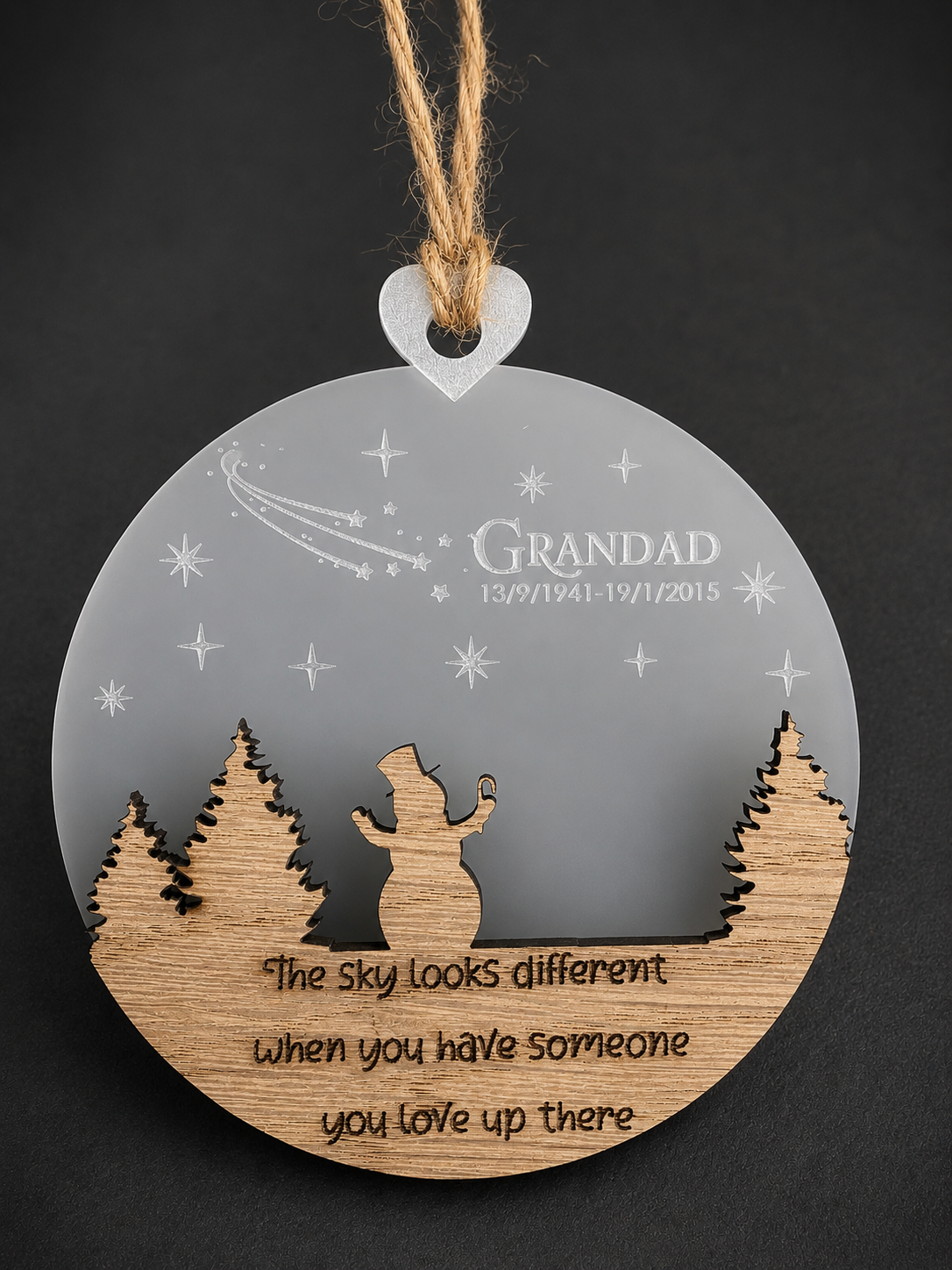 Personalised Snow scene Christmas memorial Baubals