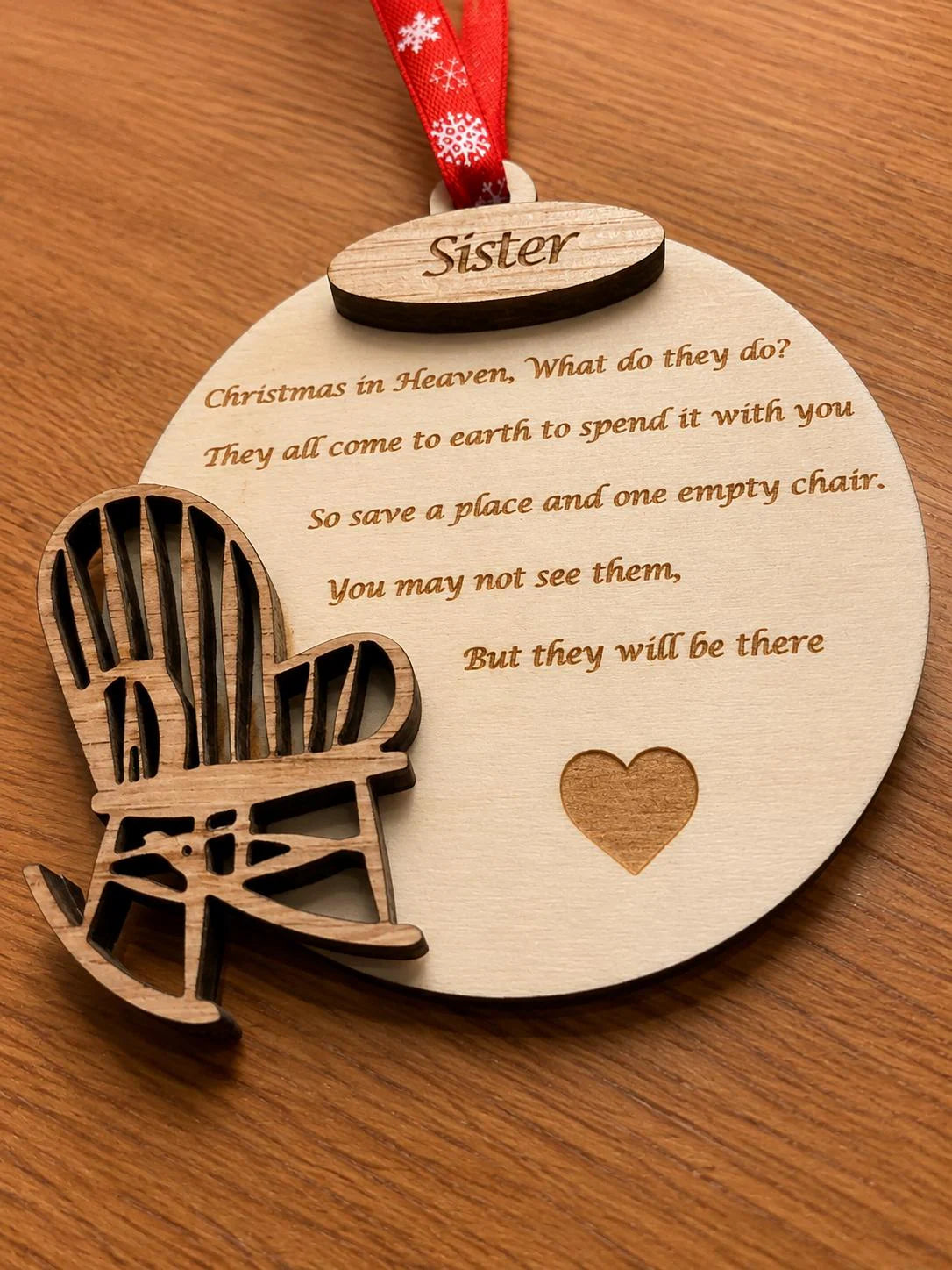 Personalised wooden 3d 'heaven what do they do' baubles for loved ones and pets