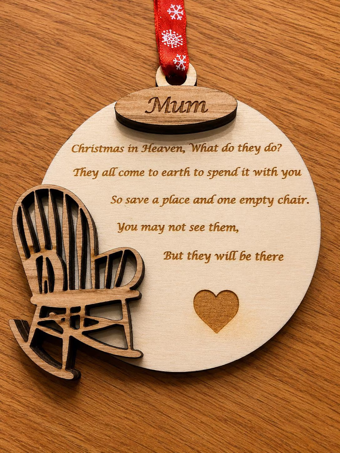 Personalised wooden 3d 'heaven what do they do' baubles for loved ones and pets